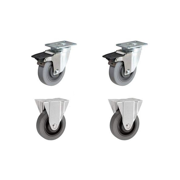 Casterhq 4"x1-1/4" Gray Thermo Rubber Caster (Non Marking) Wheel, 8, PK4 HD-LD4124-MIR-TOOLBOX-SET - main